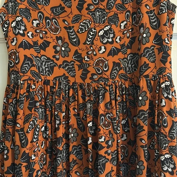 Rare Halloween 100% Silk Marc by Marc Jacobs Dress with Bat/Autumn Print - Picture 6 of 10